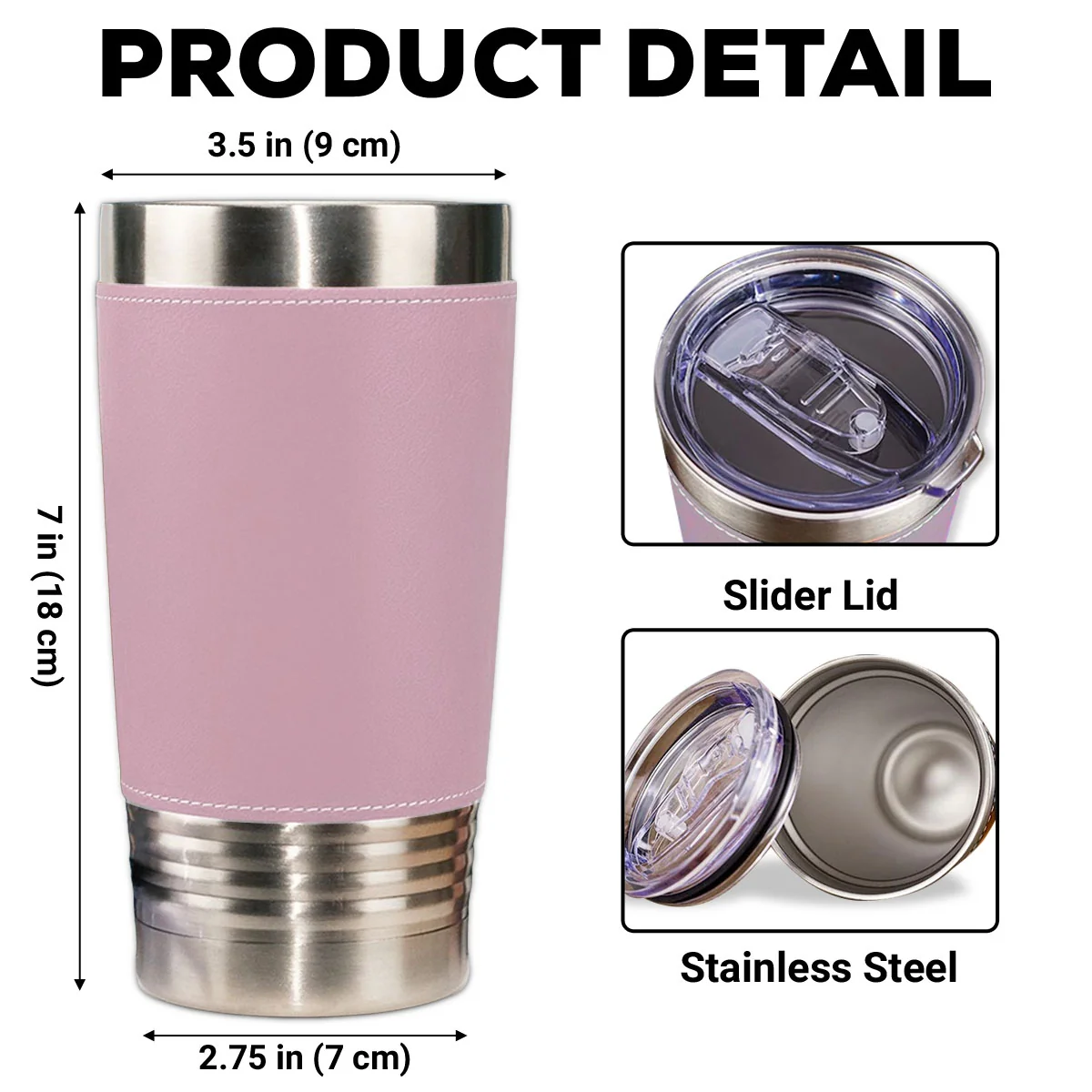 The Furmother Photo - Personalized Custom Pink Leather Tumbler - Image 3