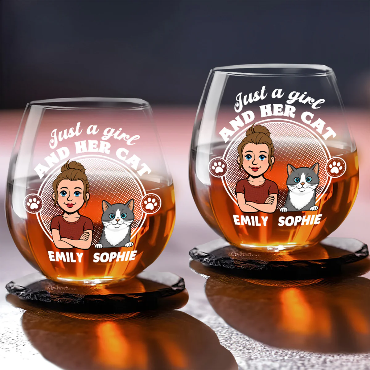 The Girl And The Dog - Personalized Custom Wine Glass - Image 3