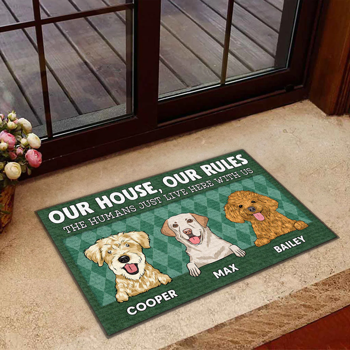 The Humans Live Here - Personalized Custom Doormat - Image 4
