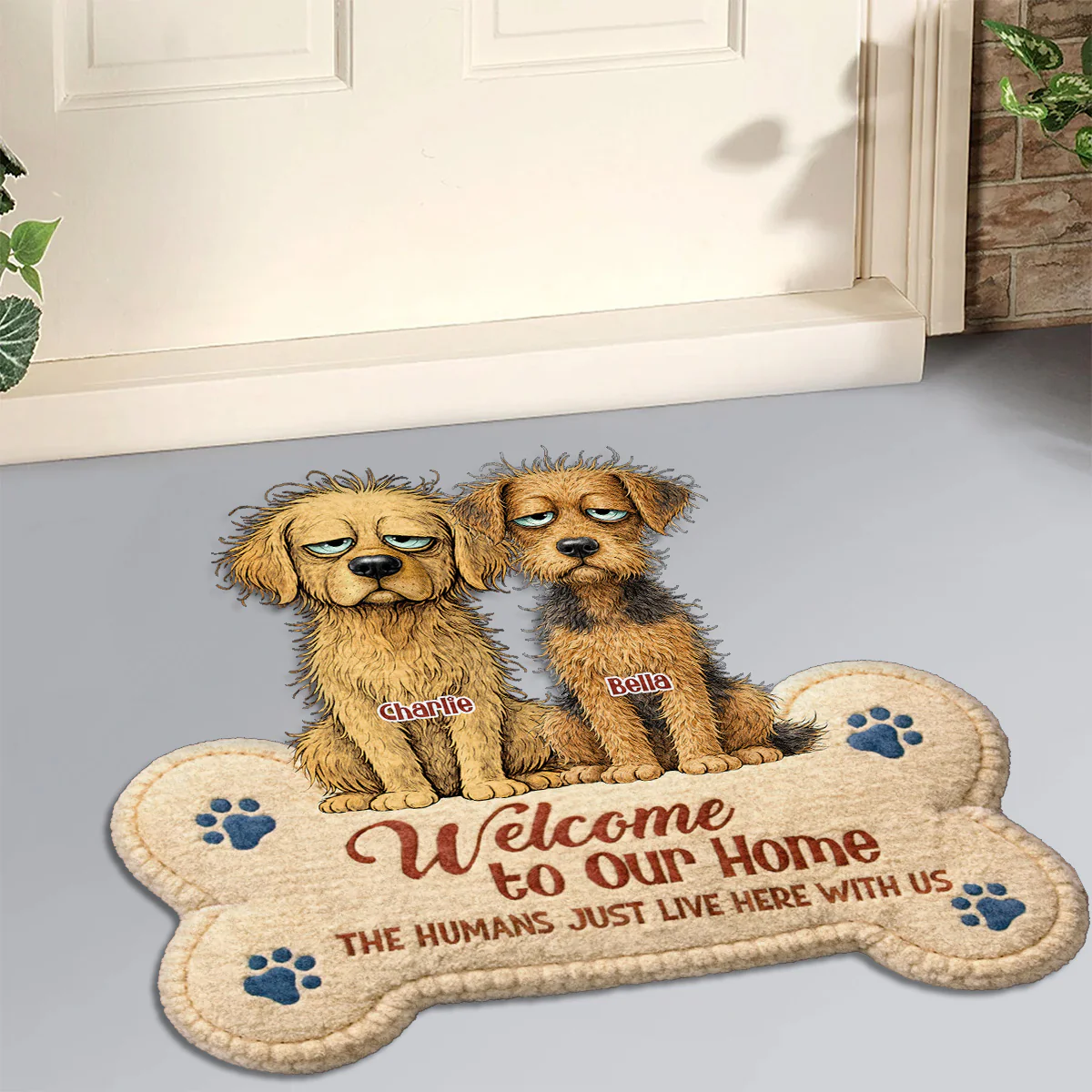 The Humans Live With Boring Dogs - Personalized Custom Doormat