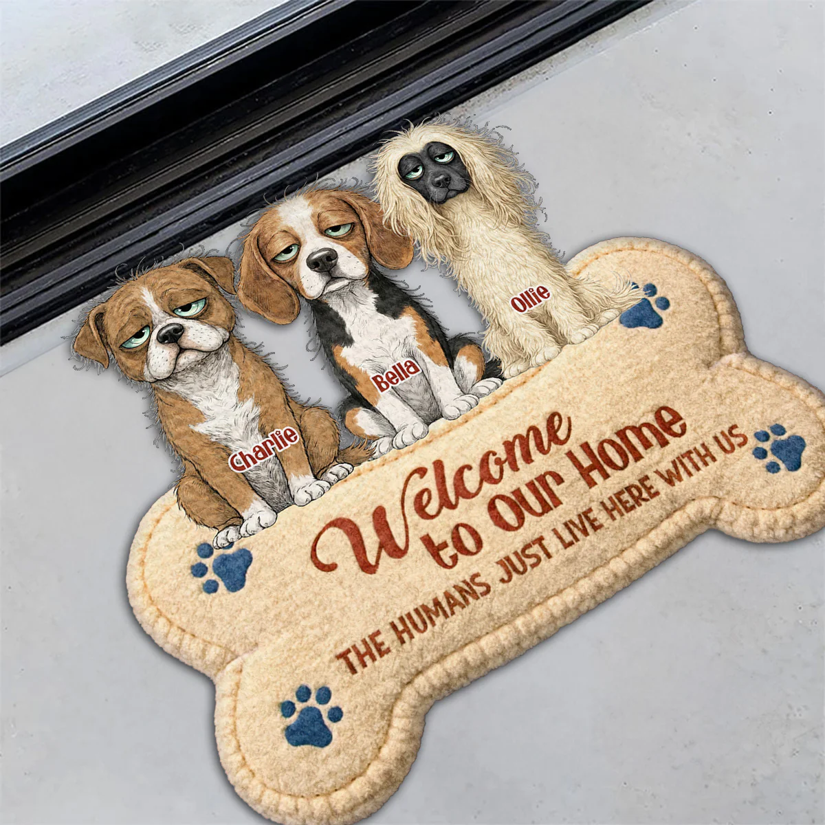 The Humans Live With Boring Dogs - Personalized Custom Doormat - Image 2