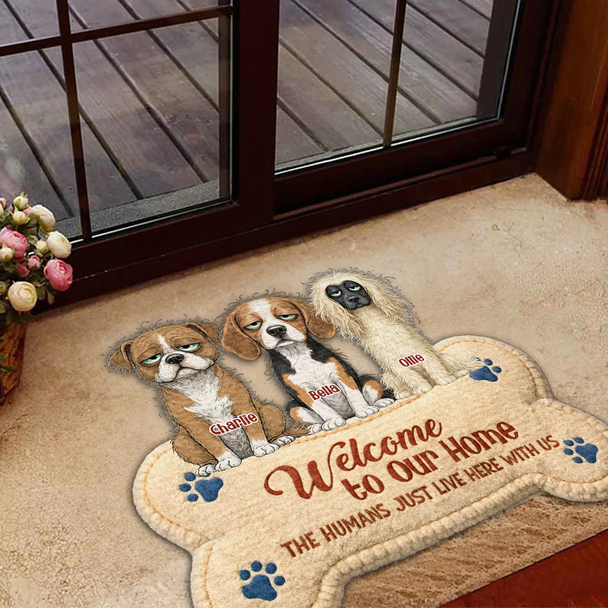 The Humans Live With Boring Dogs - Personalized Custom Doormat - Image 3