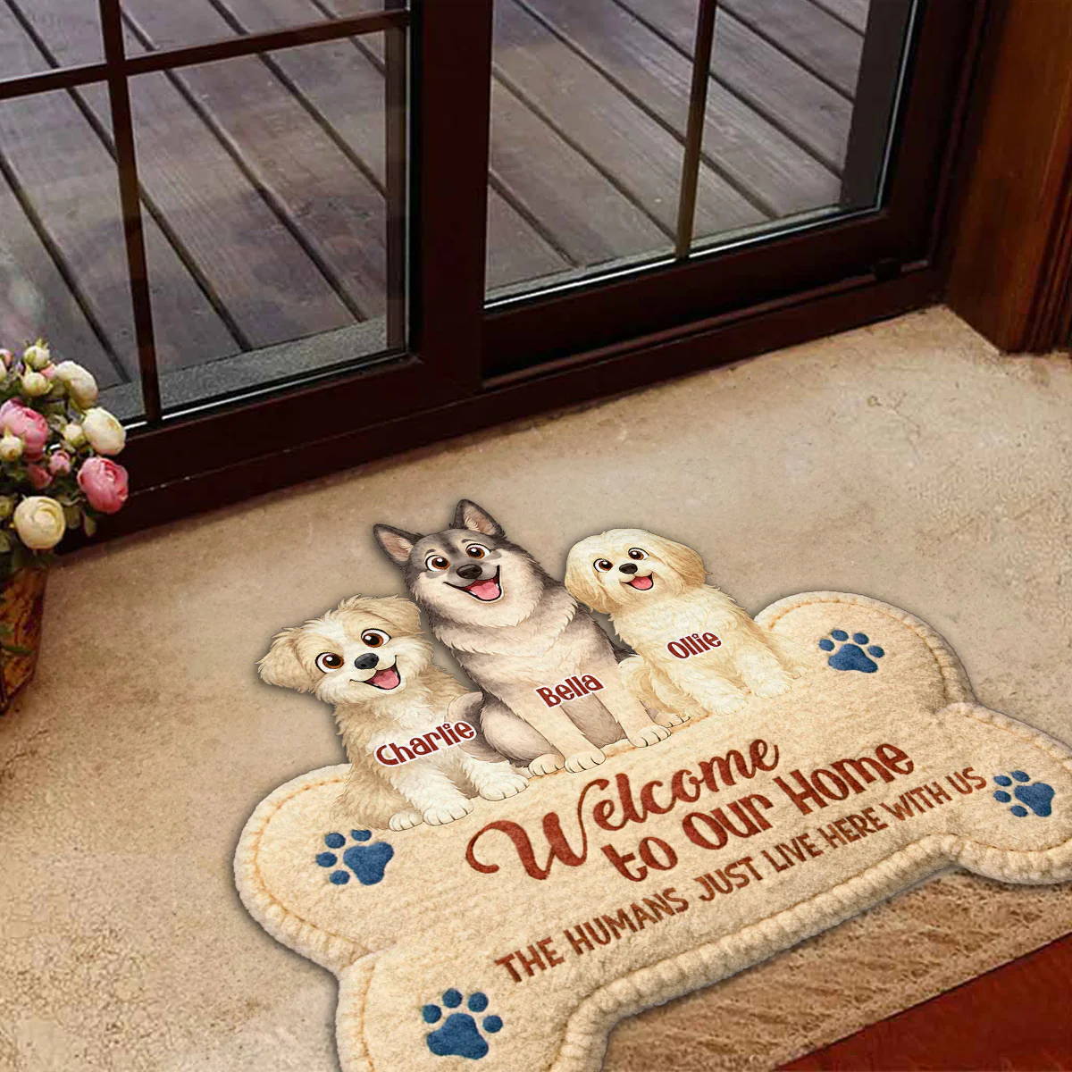The Humans Live With Storybook Dogs - Personalized Custom Doormat - Image 4