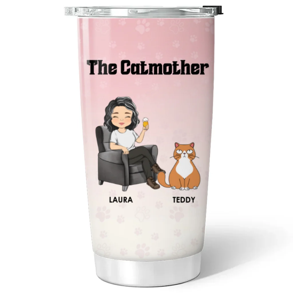 The Lovely Catmother - Personalized Custom Tumbler - Image 5