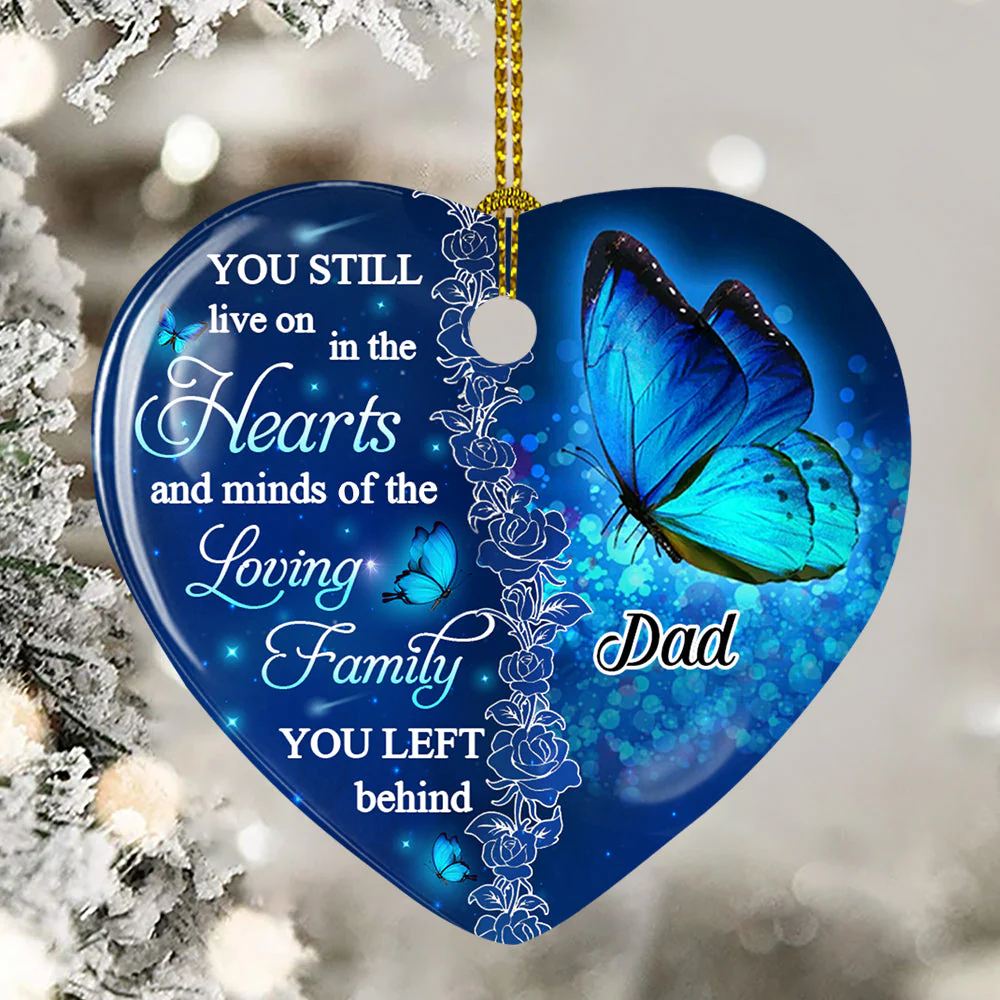 The Loving Family - Personalized Custom Heart Ceramic Ornament - Image 2