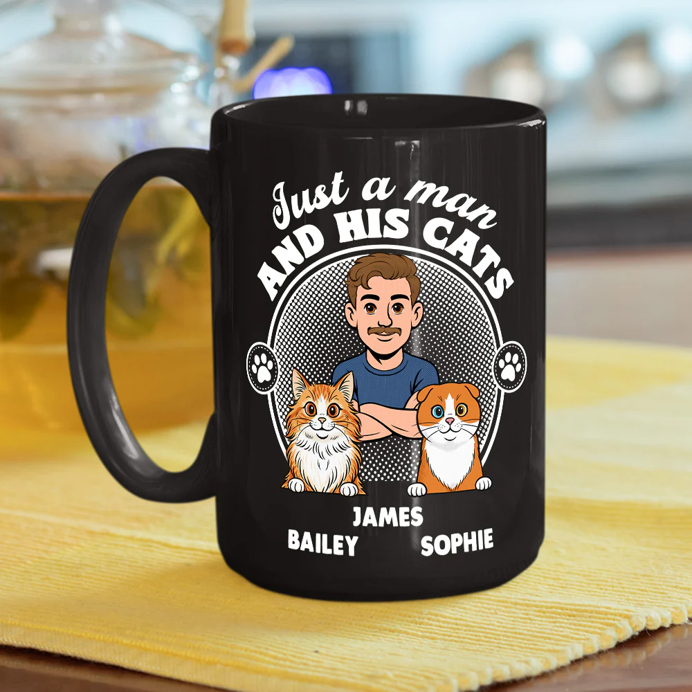 The Man And The Cat - Personalized Custom Coffee Mug - Image 5