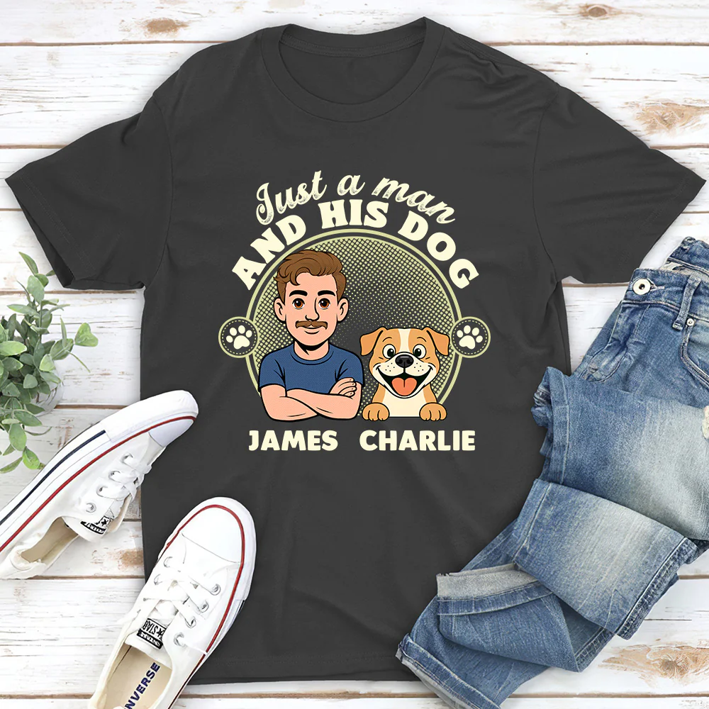 The Man And The Dog - Personalized Custom Unisex T-Shirt - Image 4