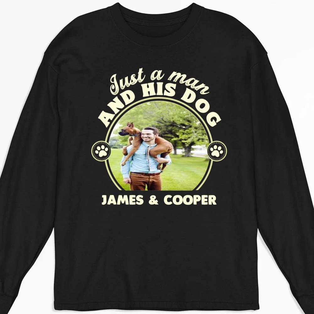 The Man And The Dog Photo - Personalized Custom Long Sleeve T-Shirt - Image 4