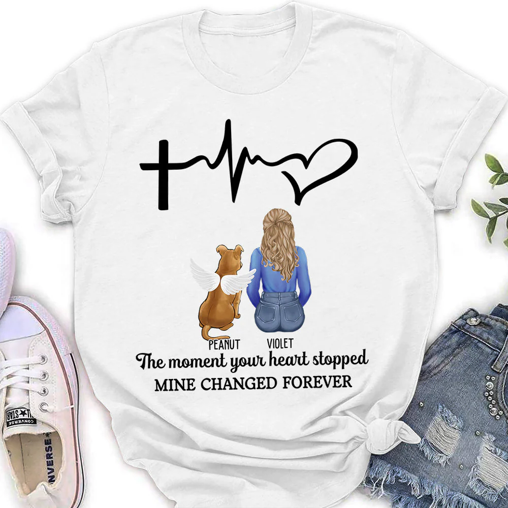 The Moment Your Heart Stopped Memorial - Personalized Custom Women's T-shirt - Image 2