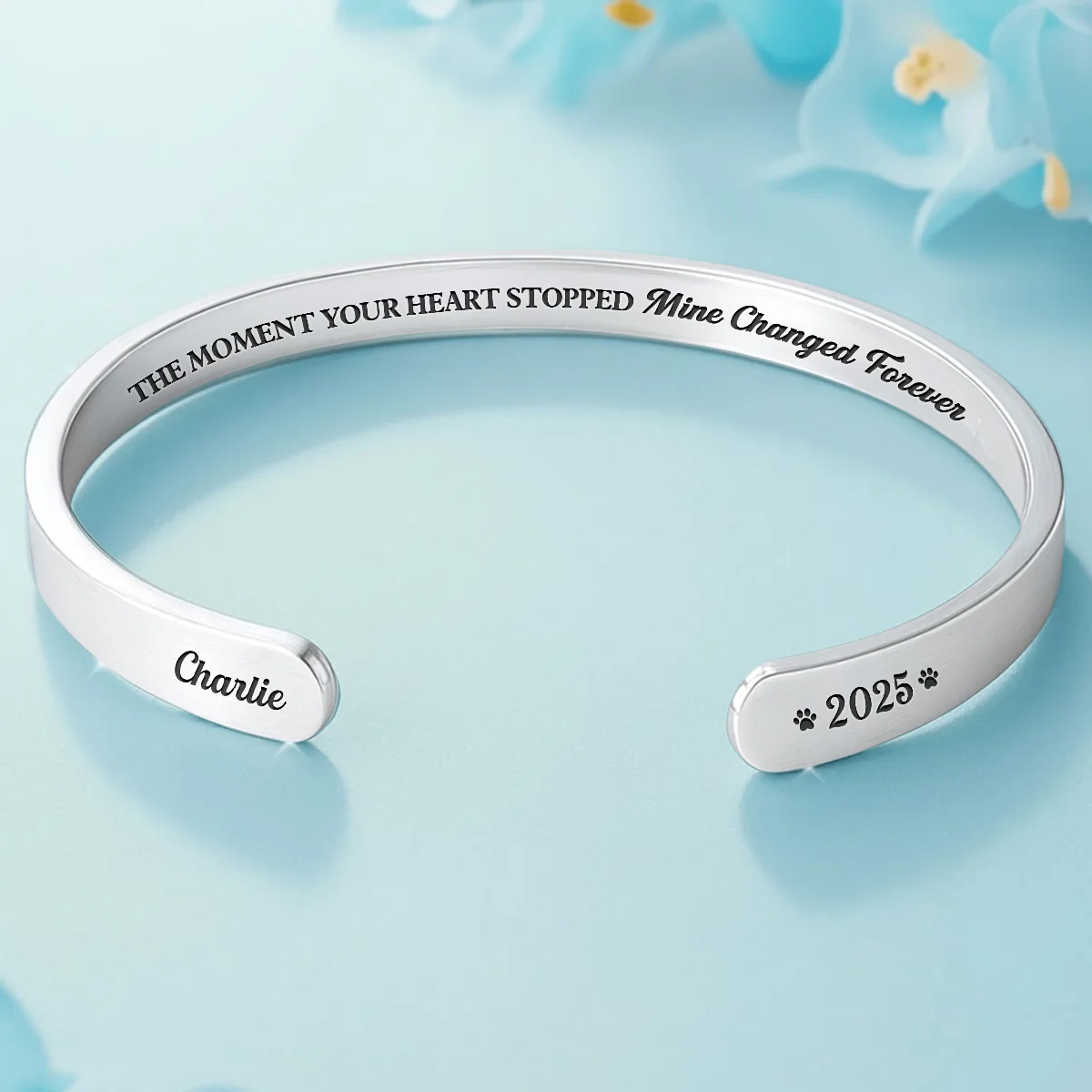 The Moment Your Heart Stopped - Personalized Custom Bracelet Cuff - Image 2
