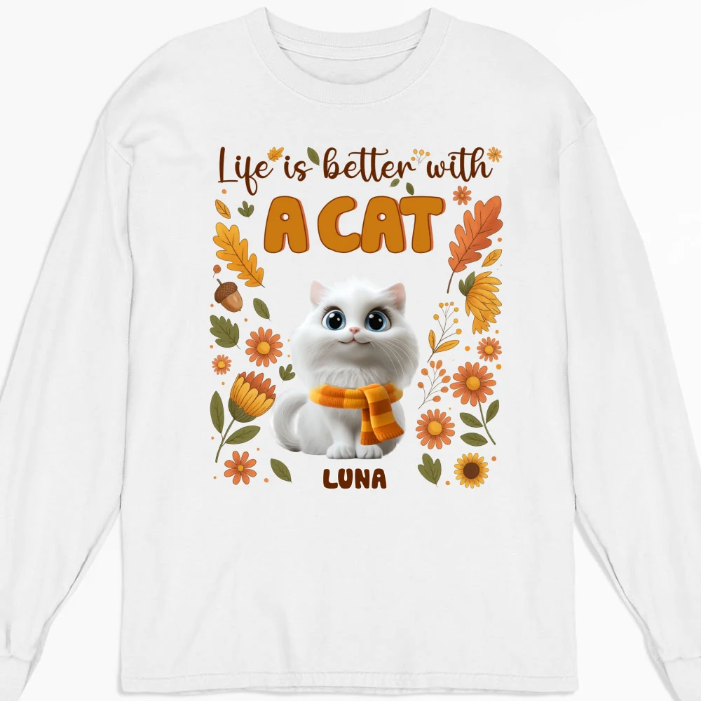 The More Cats The Better - Personalized Custom Long Sleeve T-shirt - Image 4