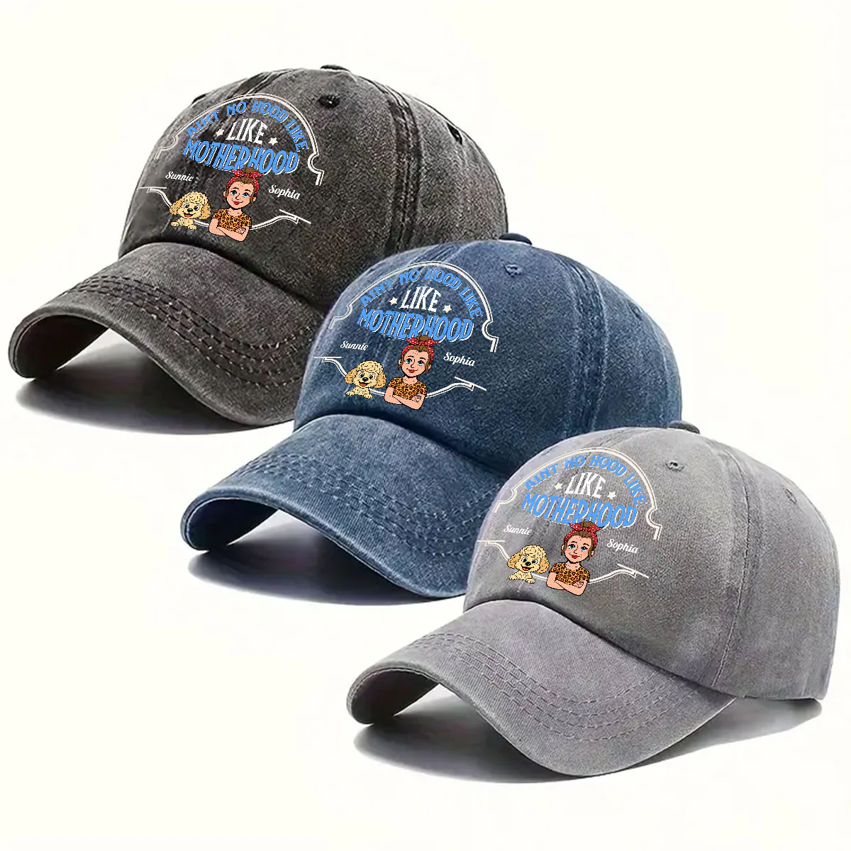 The Only Hood - Personalized Custom Vintage Washed Denim Cap - Image 2