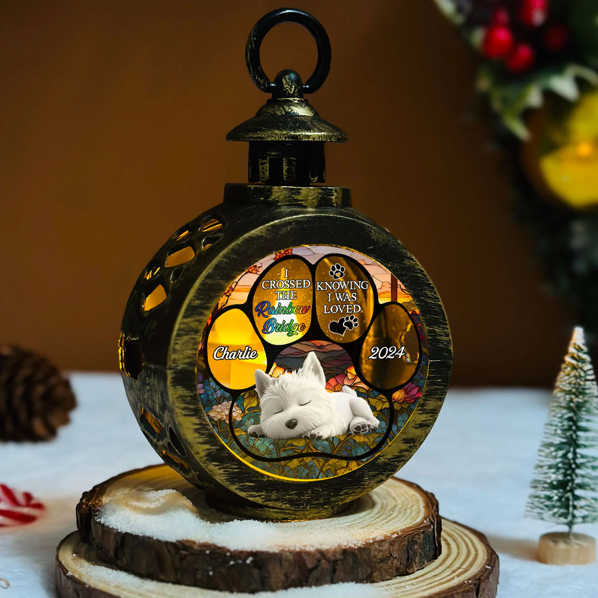 The Rainbow Bridge - Personalized Custom Christmas Lantern - Image 5