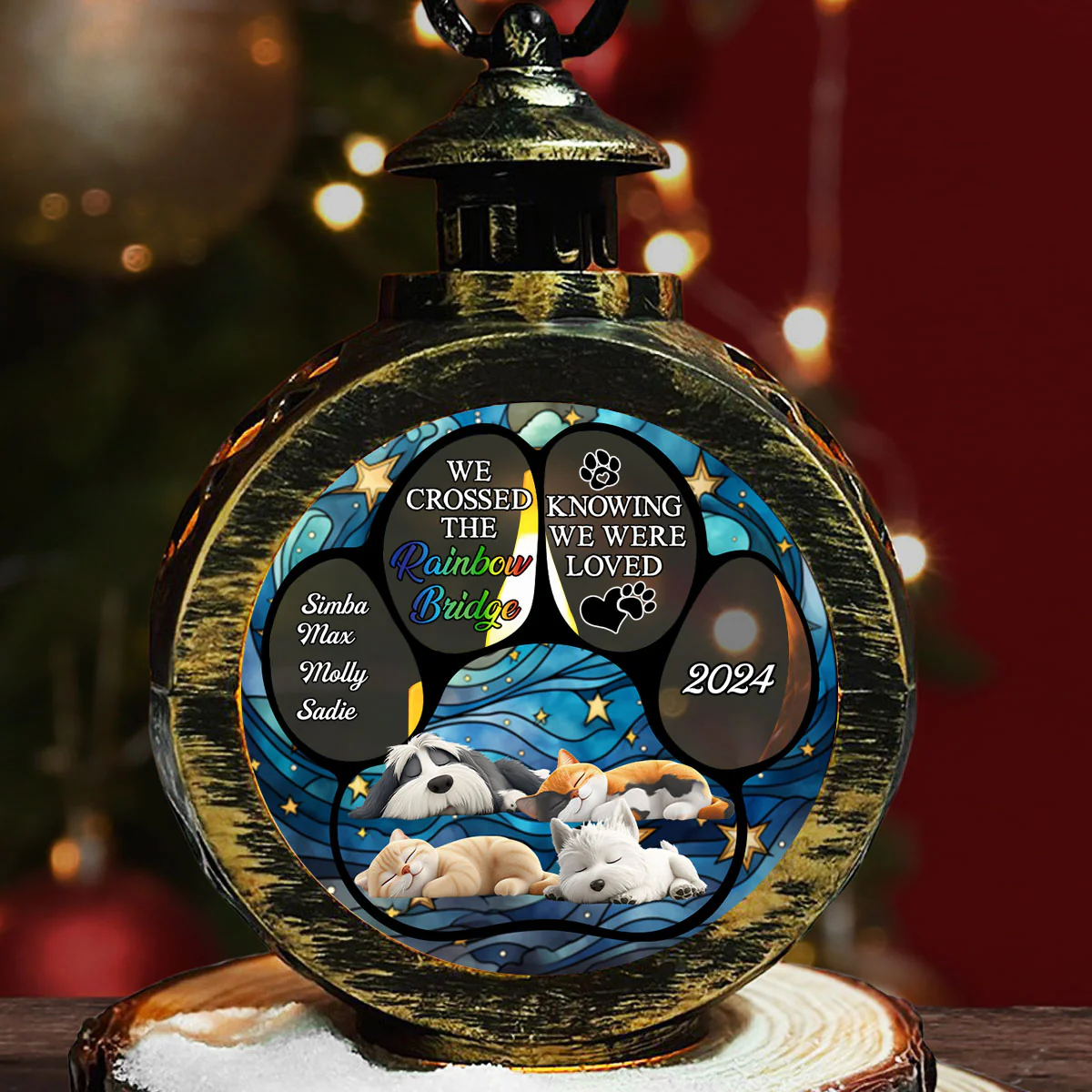 The Rainbow Bridge Pet - Personalized Custom Christmas Lantern - Image 4