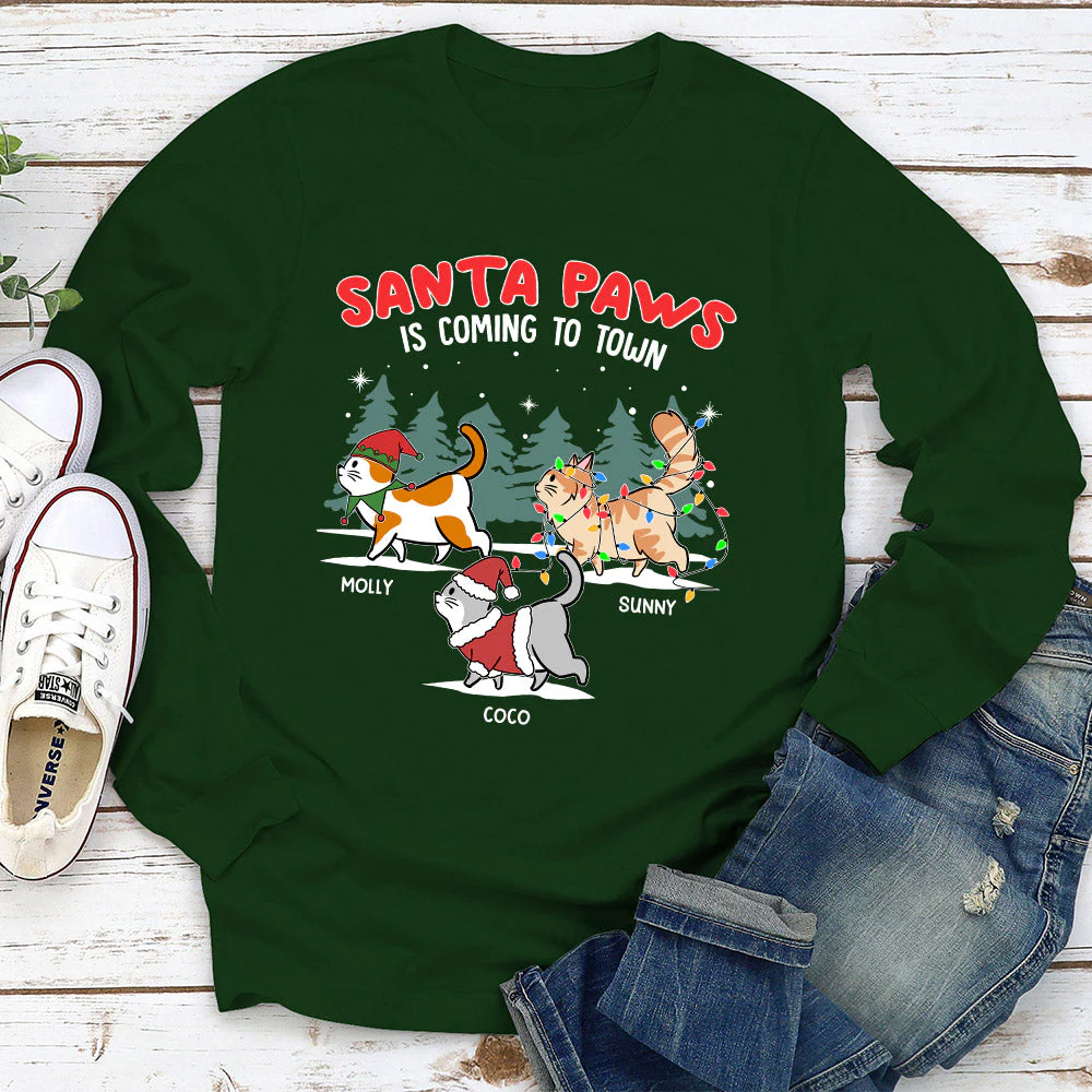 The Santa Paws - Personalized Custom Long Sleeve T-shirt - Image 3