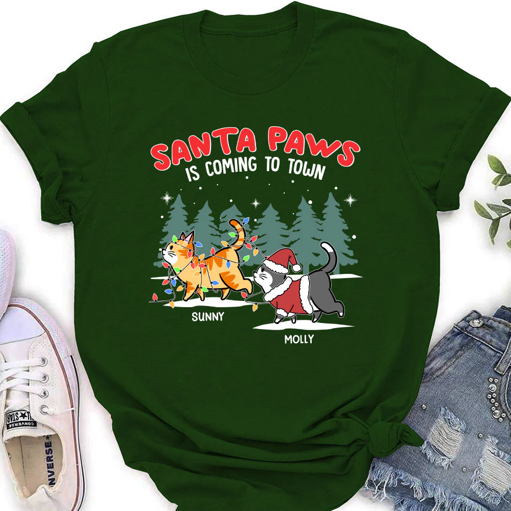 The Santa Paws - Personalized Custom Women's T-shirt - Image 4