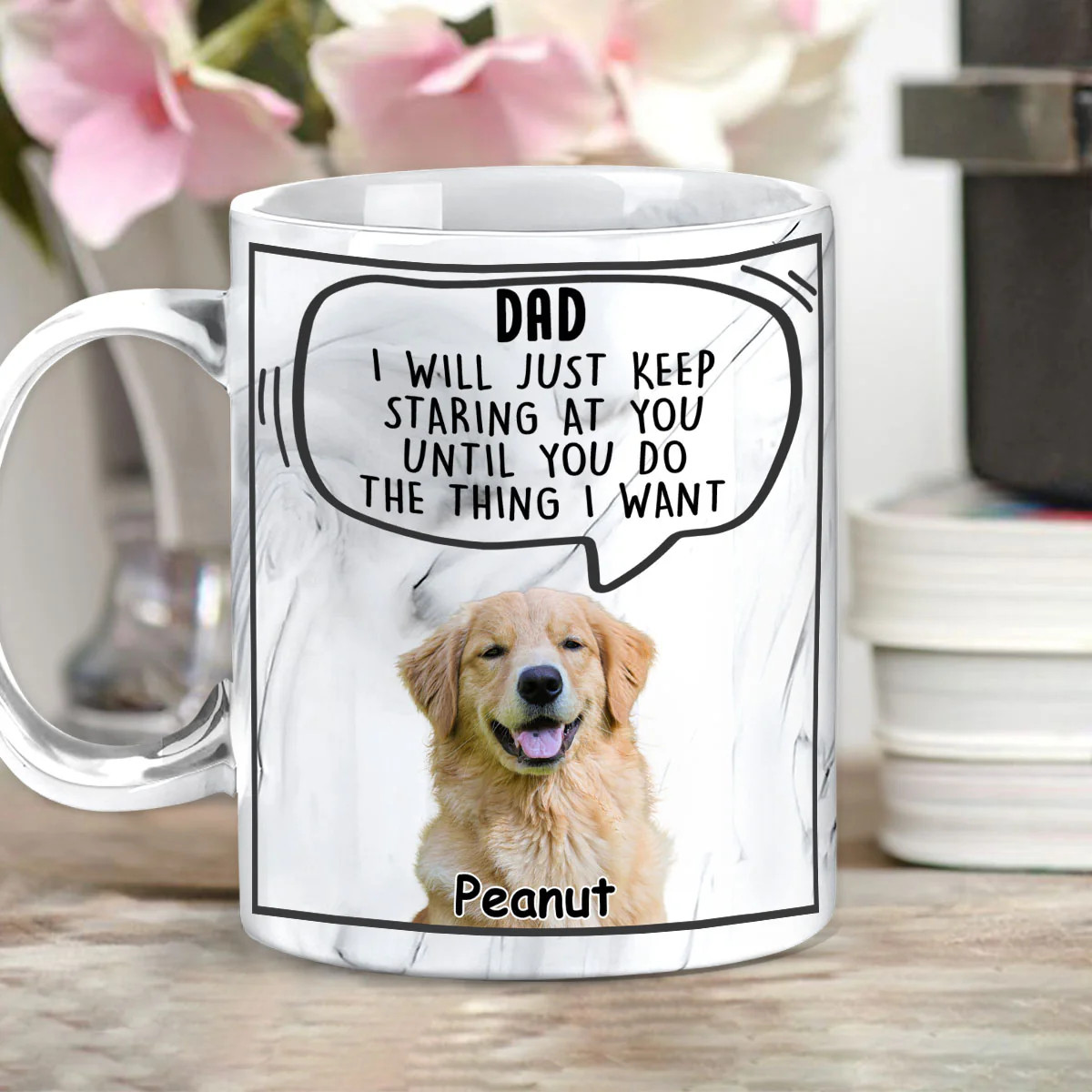 The Thing I Want - Personalized Custom Grey Marble Mug - Image 2