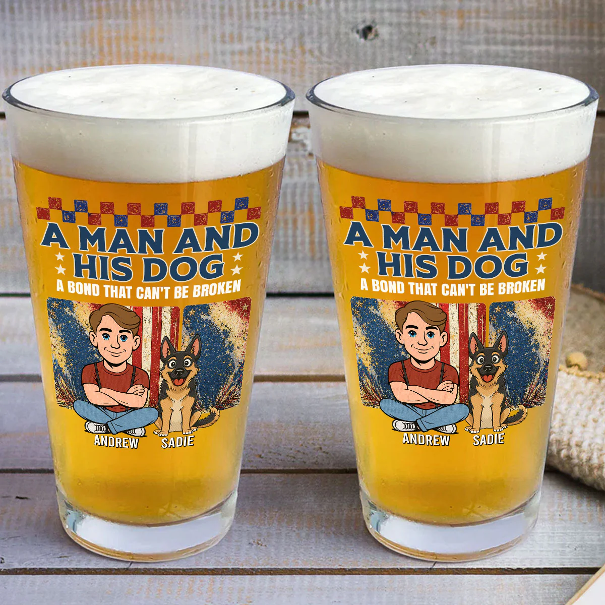 The Unbeatable Duo - Personalized Custom Beer Glass - Image 3