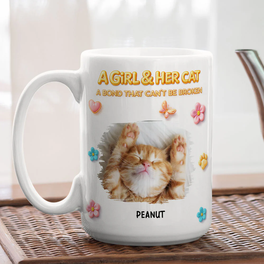 The Unbreakable Cat And Human Bond Photo - Personalized Custom 3D Effect Coffee Mug - Image 2