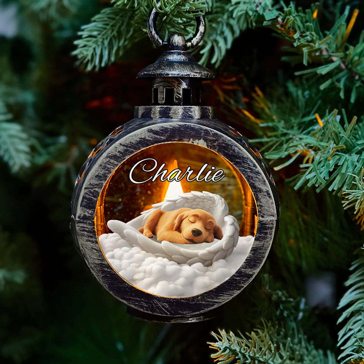 The Wings Of My Dog - Personalized Custom Christmas Lantern - Image 2