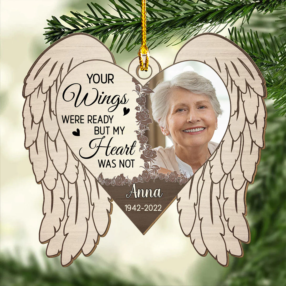 The Wings - Personalized Custom 1-layered Wood Ornament - Image 4