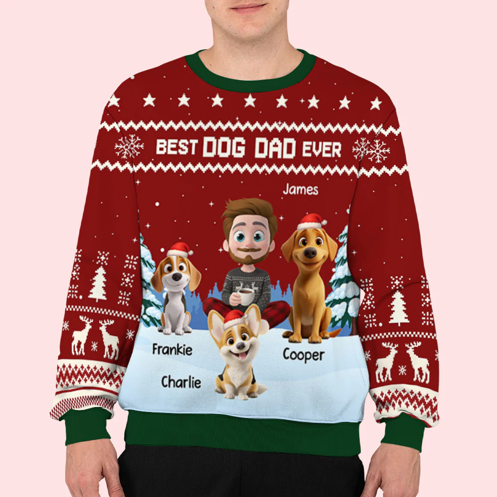 The World Best Dog Parent Cartoon - Personalized Custom All-Over-Print Sweatshirt - Image 4
