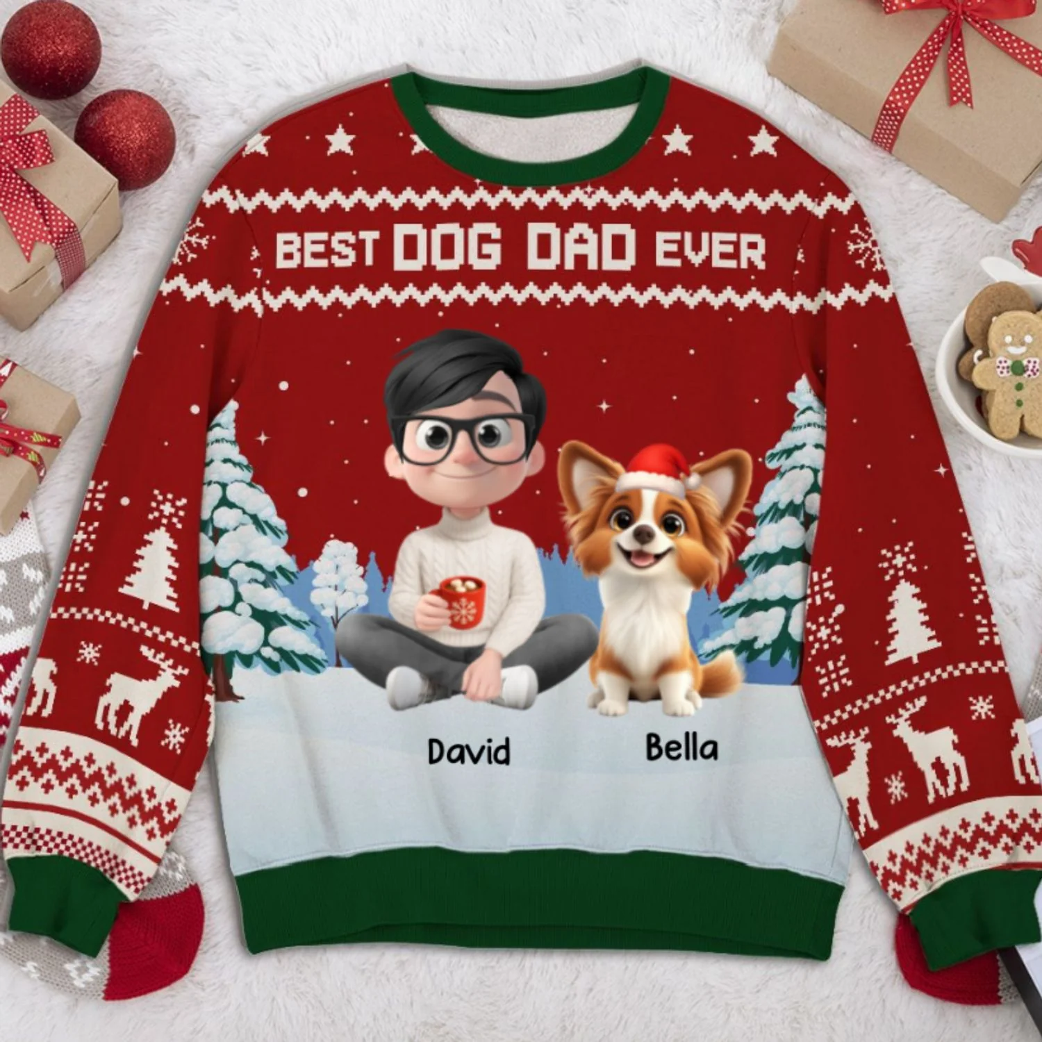 The World Best Dog Parent Cartoon - Personalized Custom All-Over-Print Sweatshirt - Image 6