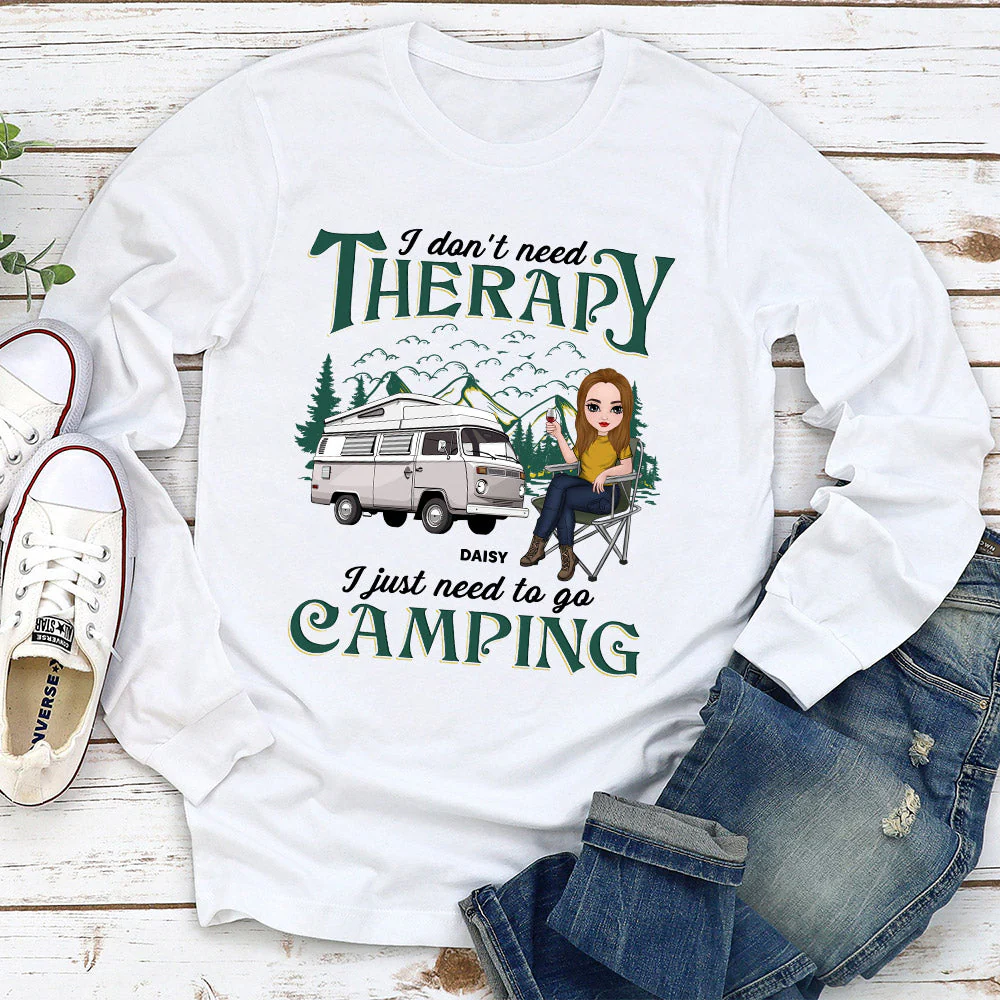 Therapy Camping - Personalized Custom Long Sleeve T-shirt - Image 2