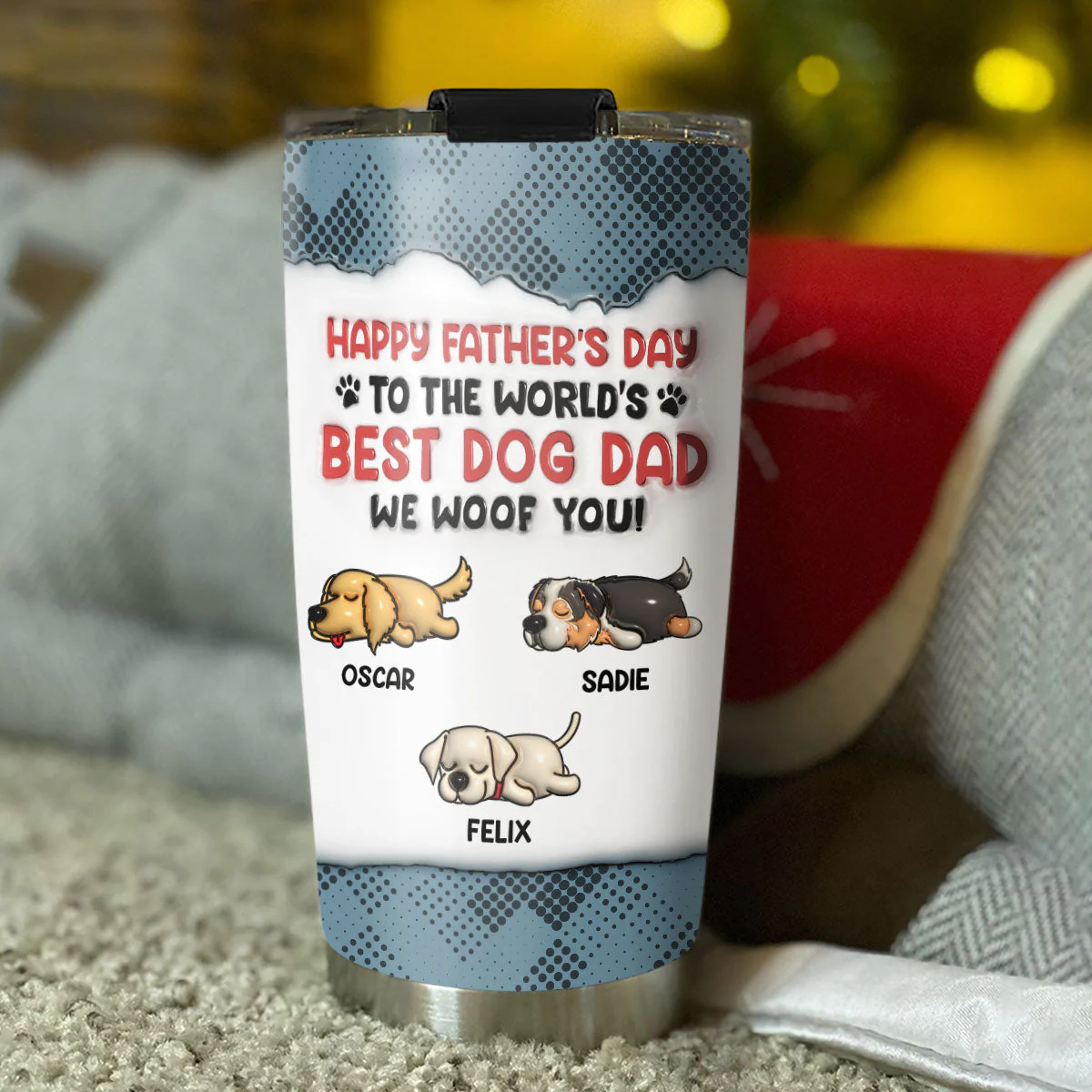 There Is No Better Dad Than Mine - Personalized Custom 3D Inflated Effect Tumbler - Image 3