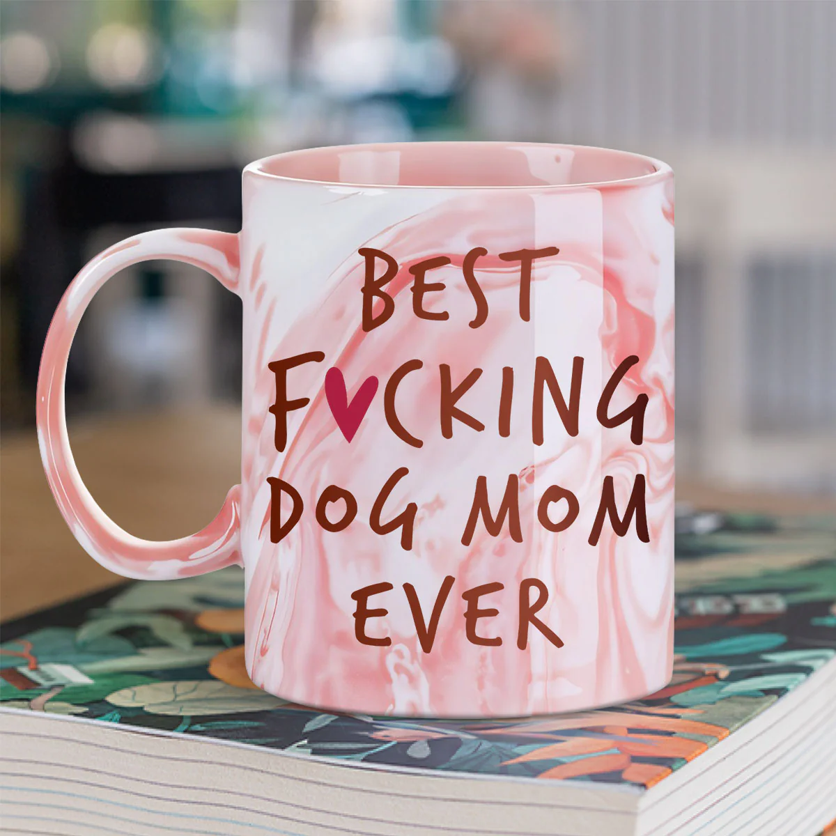 There Is No Better Dog Mom - Personalized Custom Pink Marble Mug - Image 4