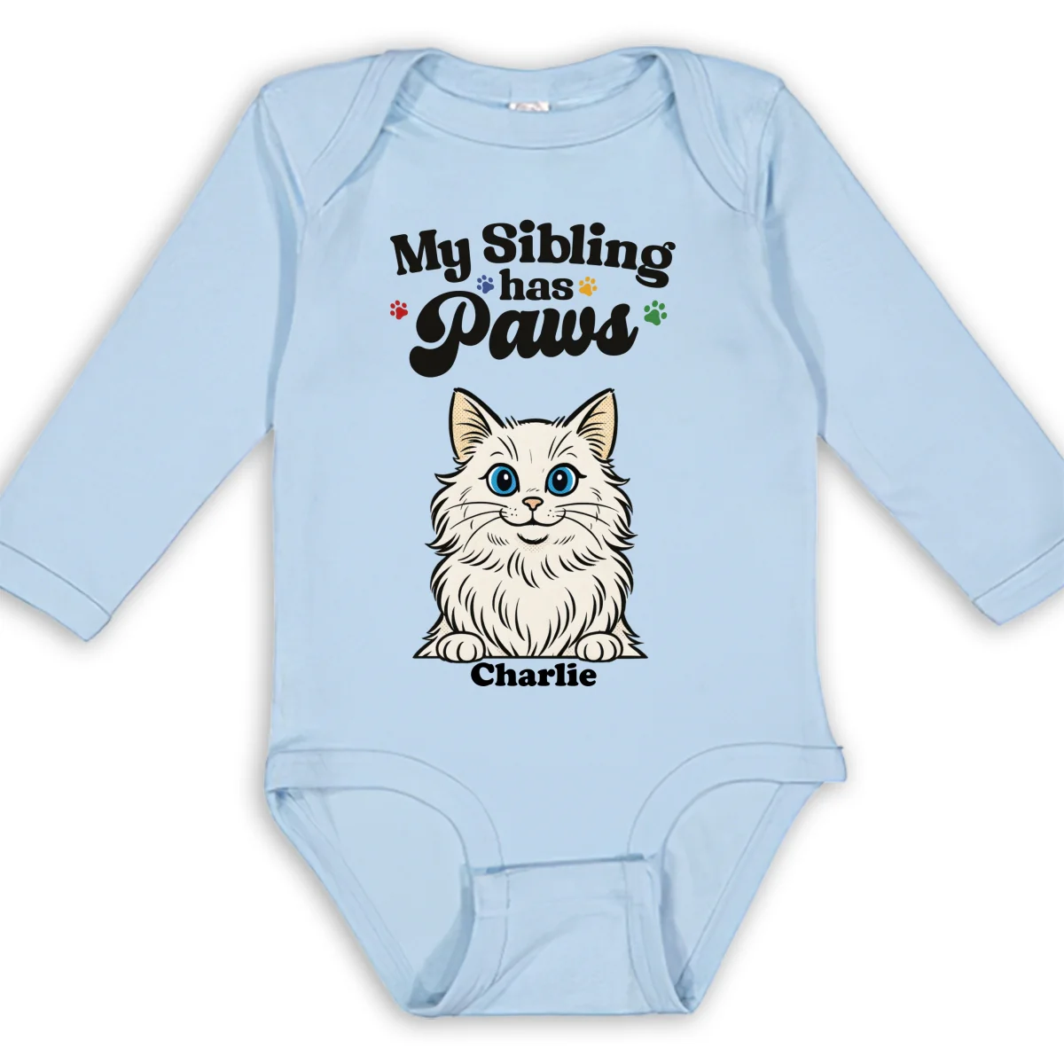 They Have Paws Cat Version - Personalized Custom Long Sleeve Baby Onesie - Image 7