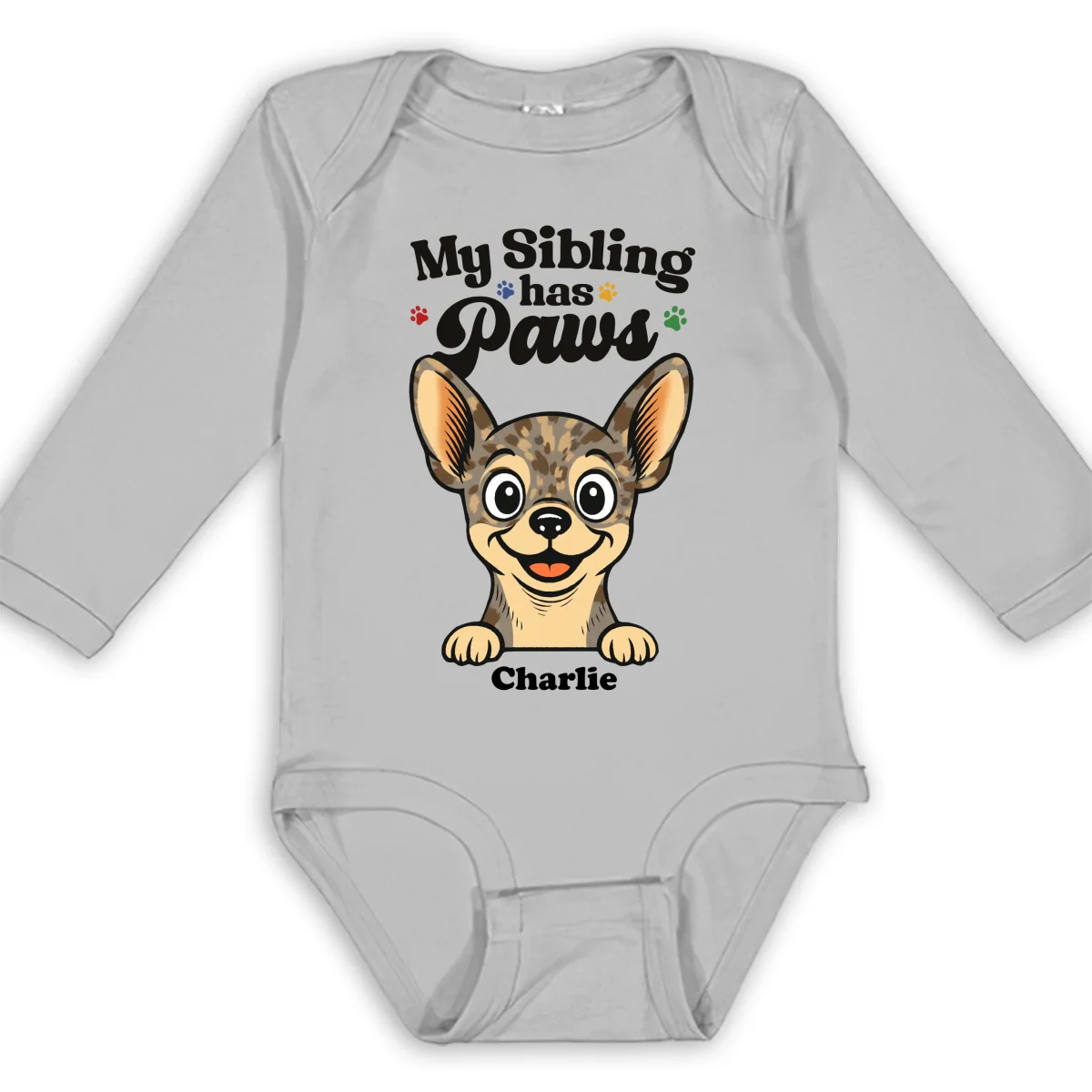 They Have Paws - Personalized Custom Long Sleeve Baby Onesie - Image 7