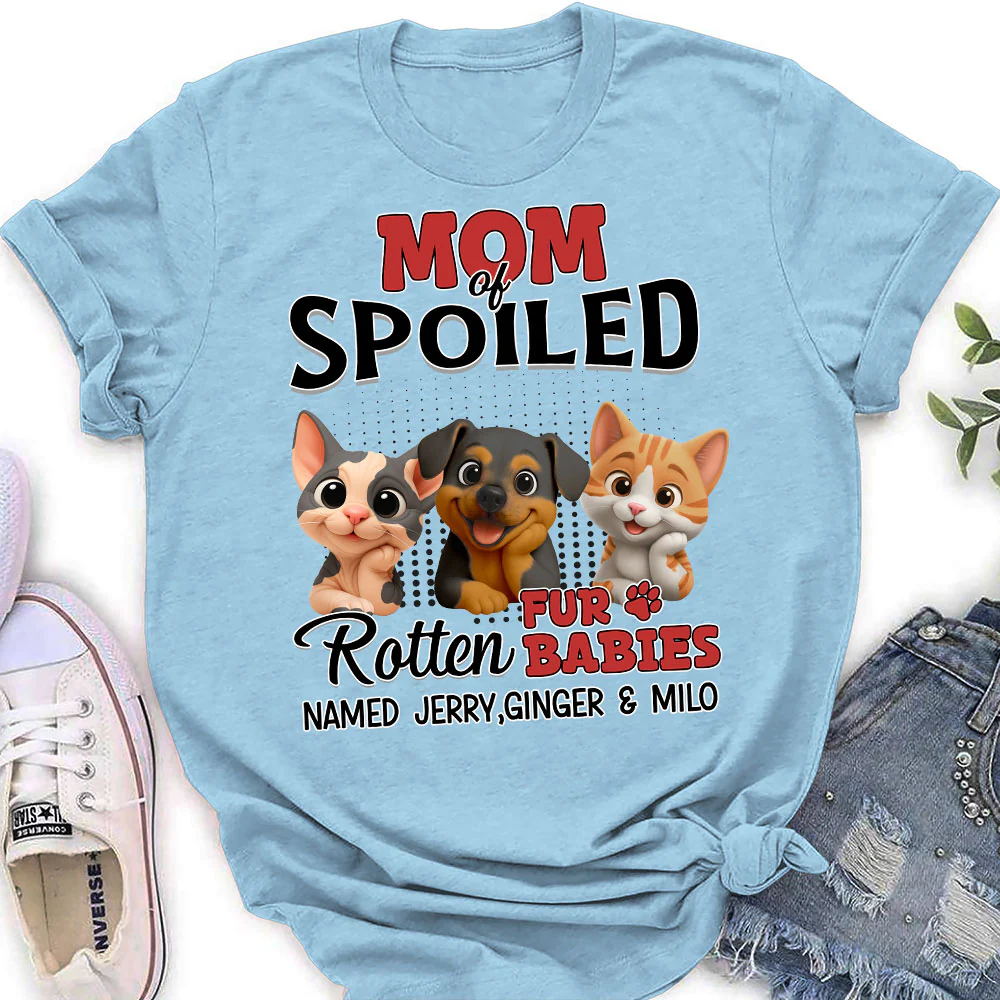 Thinking About My Spoiled Babies - Personalized Custom Women's T-shirt - Image 3
