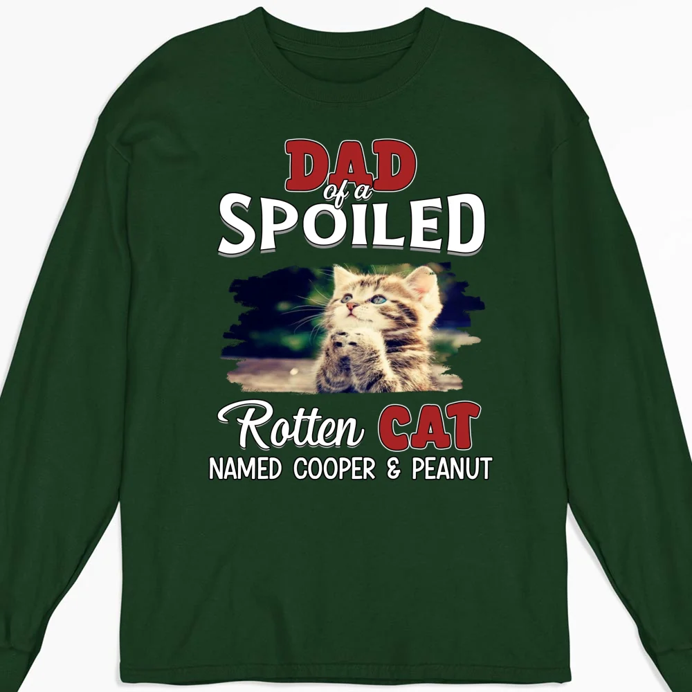 Thinking About My Spoiled Cats Dark Photo Ver - Personalized Custom Long Sleeve T-shirt - Image 7