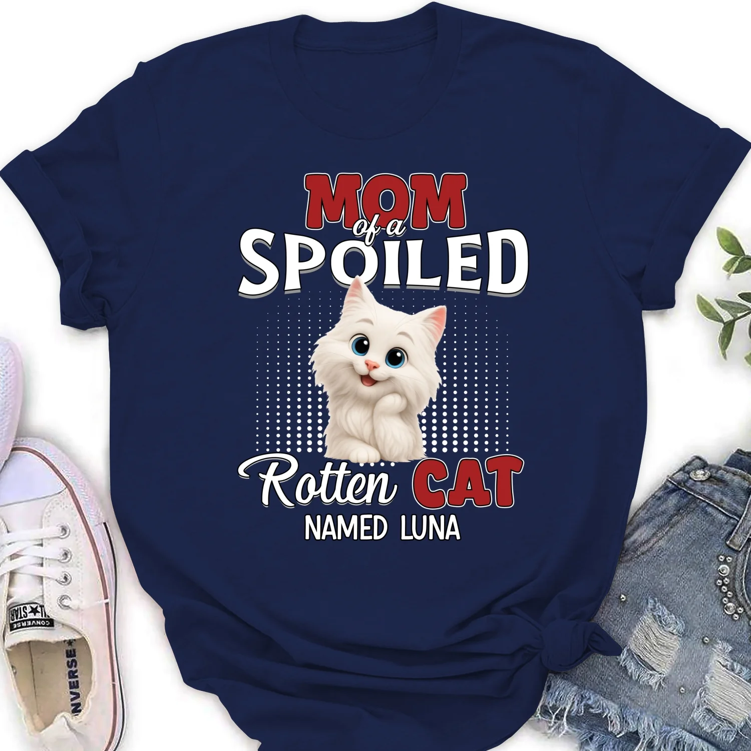 Thinking About My Spoiled Cats Dark Ver - Personalized Custom Women's T-shirt - Image 7