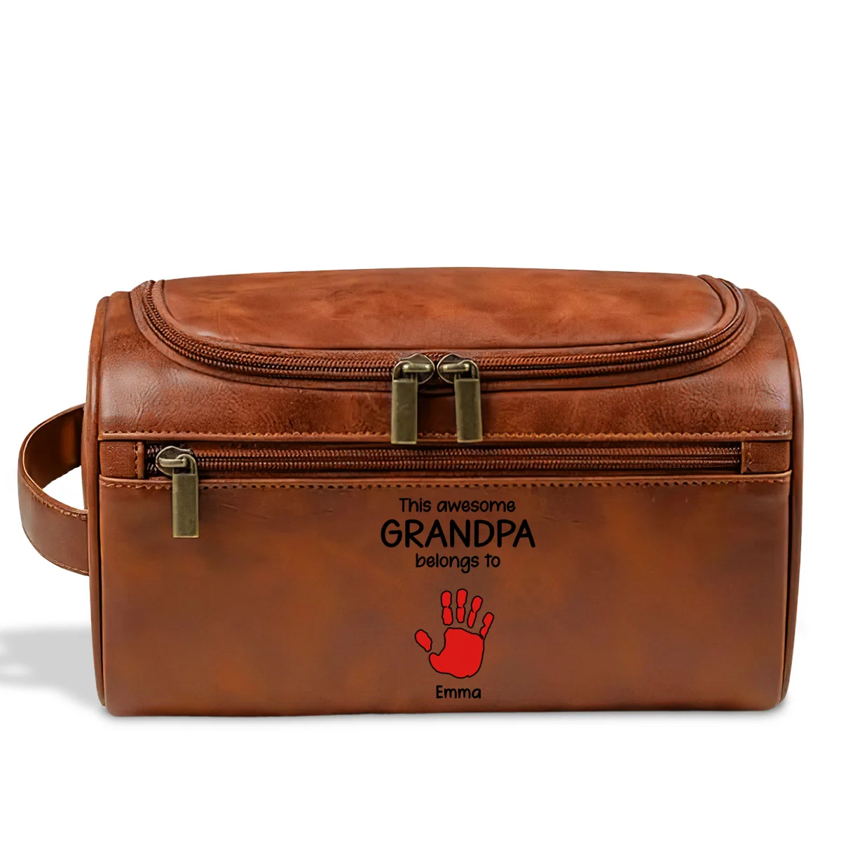 This Awesome Dad Belong To - Personalized Custom Leather Toiletry Bag - Image 6