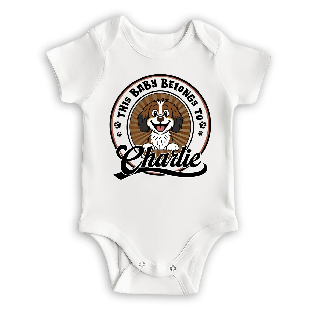 This Baby Belongs To Dogs Retro - Personalized Custom Baby Onesie - Image 7