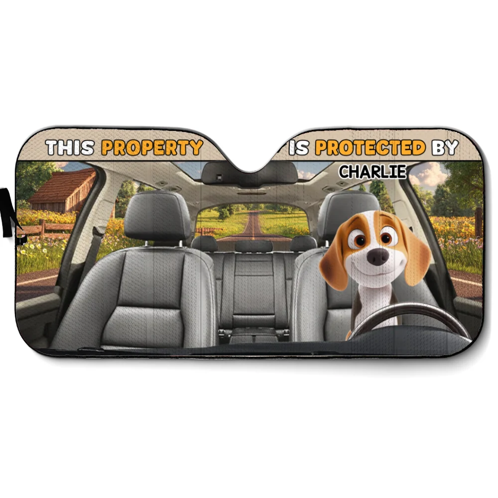 This Car Is Protected By - Personalized Car Sunshade - Image 7