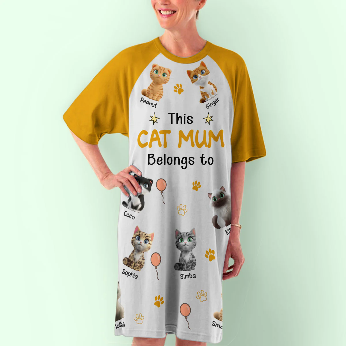 This Cat Mom Is Ours - Personalized Custom 3/4 Sleeve Dress - Image 5