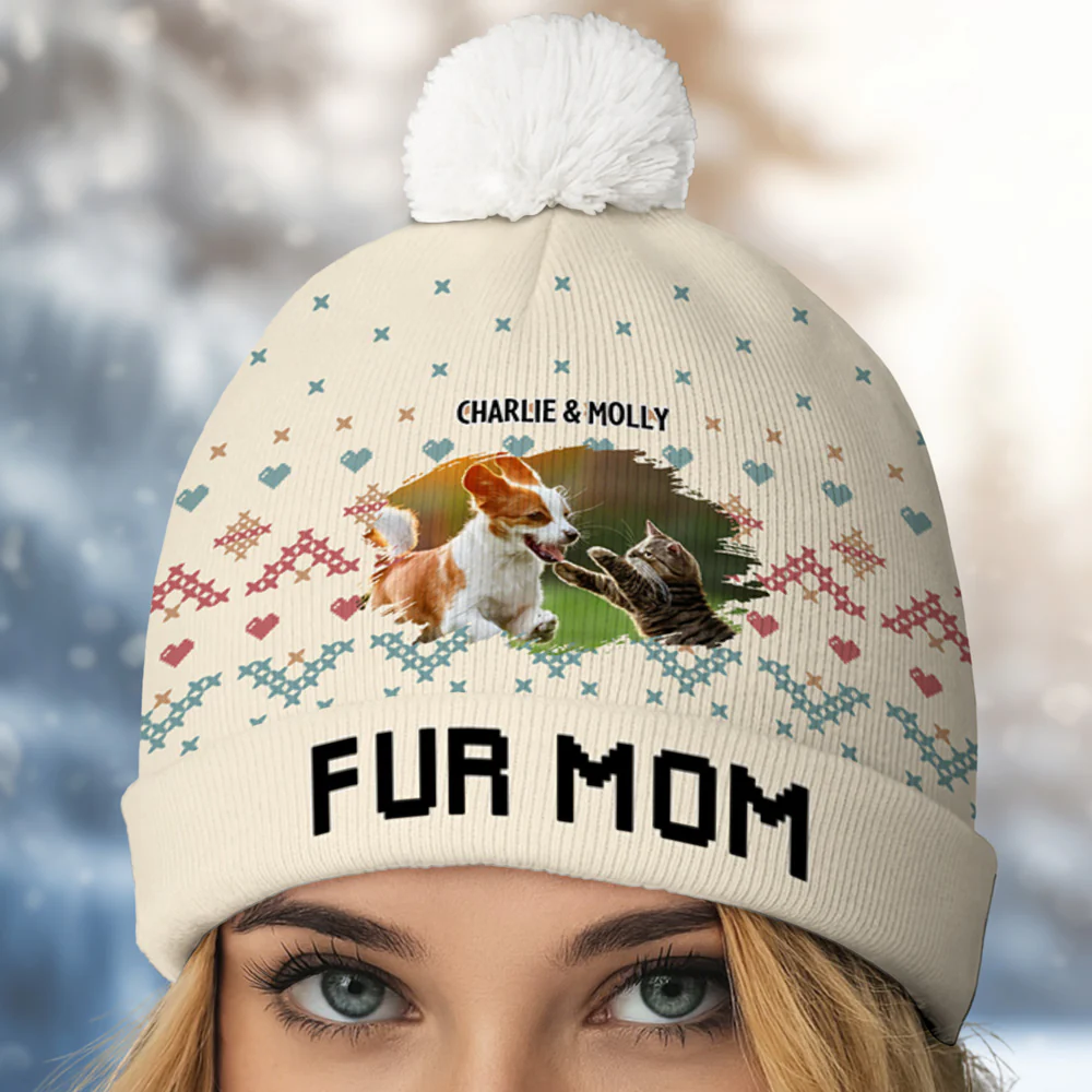This Cozy Season With Them Photo - Personalized Custom Bobble Beanie Hat - Image 2