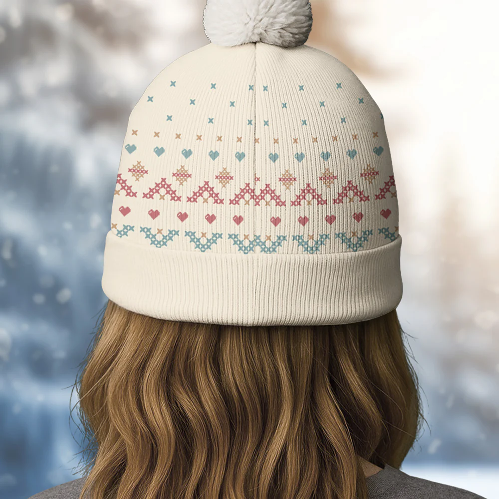 This Cozy Season With Them Photo - Personalized Custom Bobble Beanie Hat - Image 5