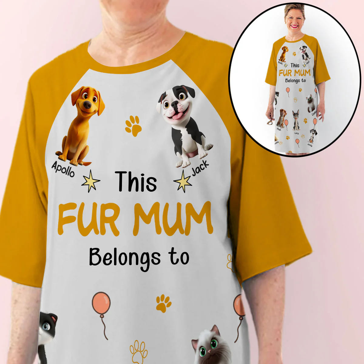 This Fur Mom Is Ours - Personalized Custom 3/4 Sleeve Dress - Image 5