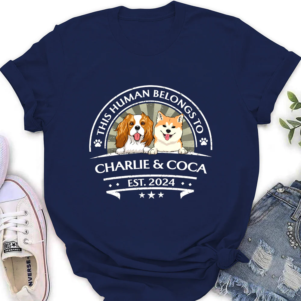 This Human Belong To Dogs - Personalized Custom Women's T-Shirt - Image 2