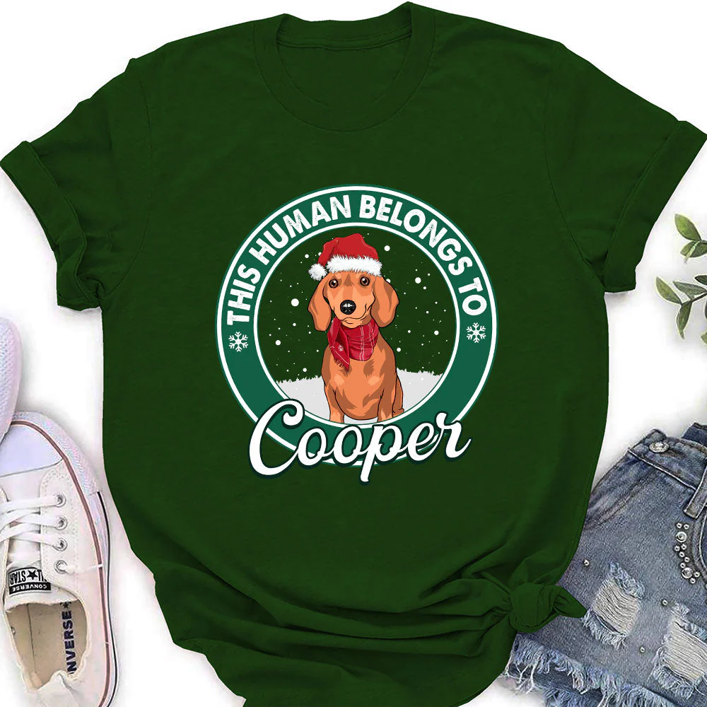 This Human Belongs Christmas - Personalized Custom Women's T-shirt - Image 2