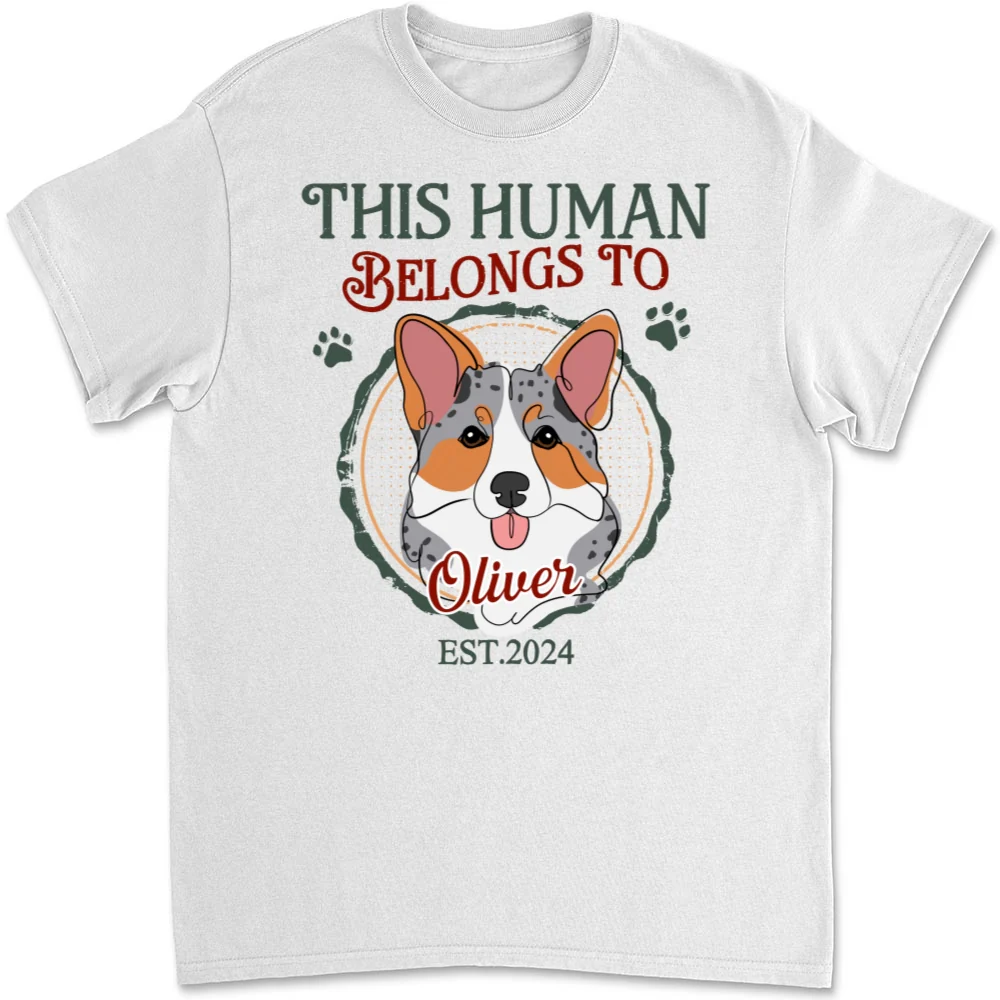 This Human Belongs To Dog Line Photo - Personalized Custom Unisex T-shirt - Image 5