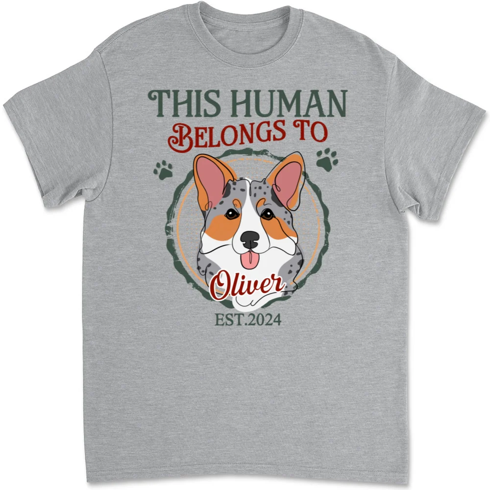 This Human Belongs To Dog Line Photo - Personalized Custom Unisex T-shirt - Image 6