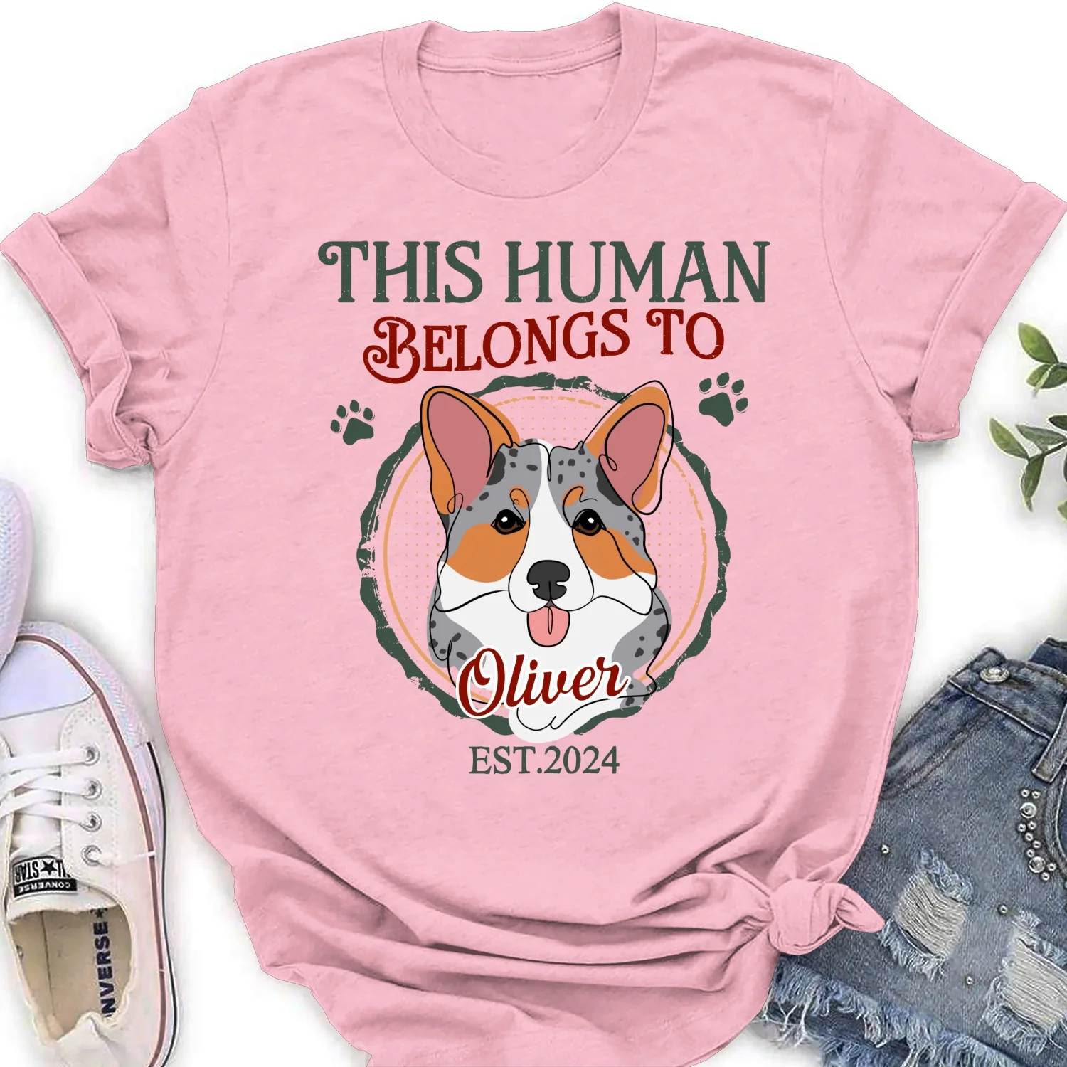 This Human Belongs To Dog Line Photo - Personalized Custom Women's T-Shirt - Image 6