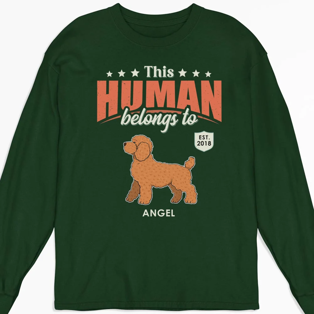 This Human Belongs To Dogs - Personalized Custom Long Sleeve T-Shirt - Image 7