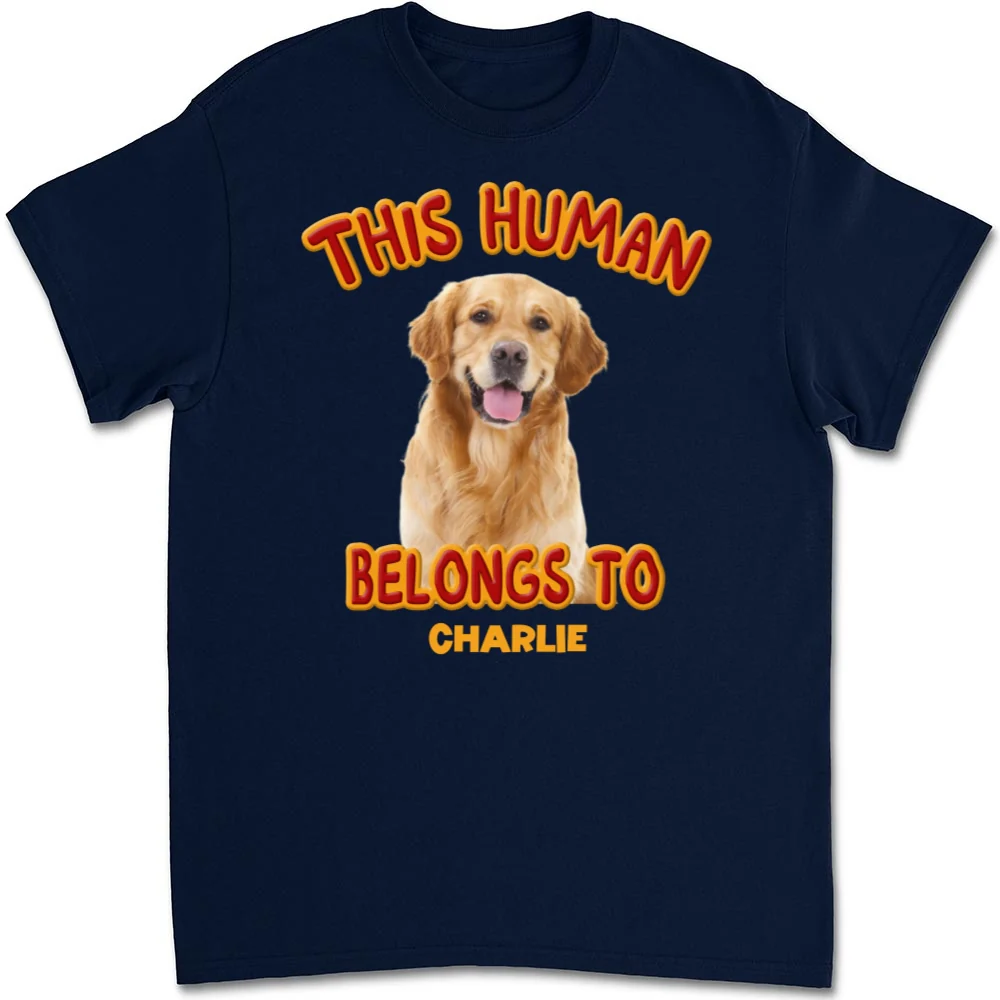 This Human Belongs To Lovely Dog Christmas Photo - Personalized Custom Unisex T-Shirt - Image 4