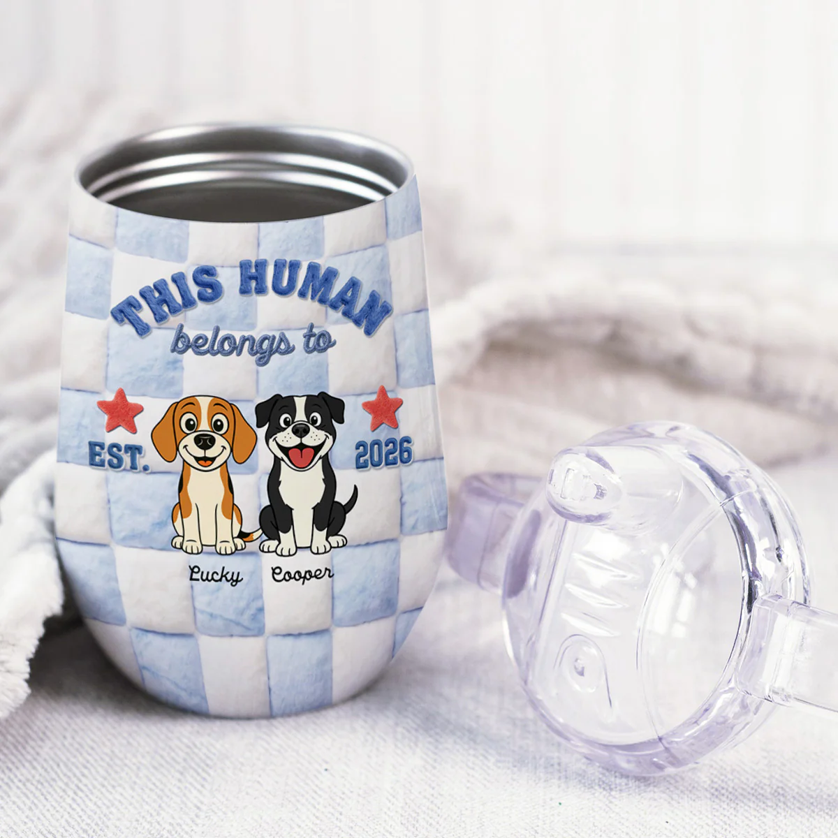 This Human Belongs To - Personalized Custom 3D Effect Sippy Cup With Handles - Image 3